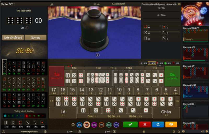 Top 5 Trò Chơi Hấp Dẫn, Đỉnh Cao Tại Sảnh BBin Casino 4 Blockchain Sicbo (Tài Xỉu) – Lắc là trúng, cược là dính