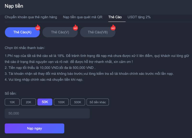Nạp tiền EE88 bằng thẻ cào điện thoại